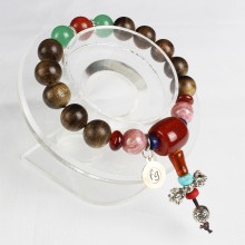 Premium Agarwood Aventurine Red Agate and Rhodochrosite Bracelet - Fire Element