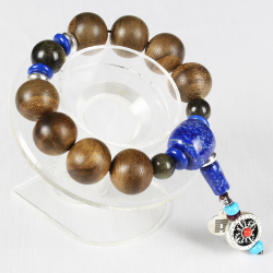 Premium Agarwood Golden Obsidian and Lapis Lazuli Bracelet - Water Element