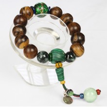 Premium Agarwood Imperial Jasper and Malachite Bracelet - Wood Element