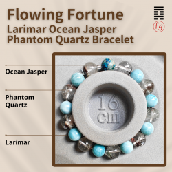 Flowing Fortune Larimar Ocean Jasper Phantom Quartz Crystal Bracelet