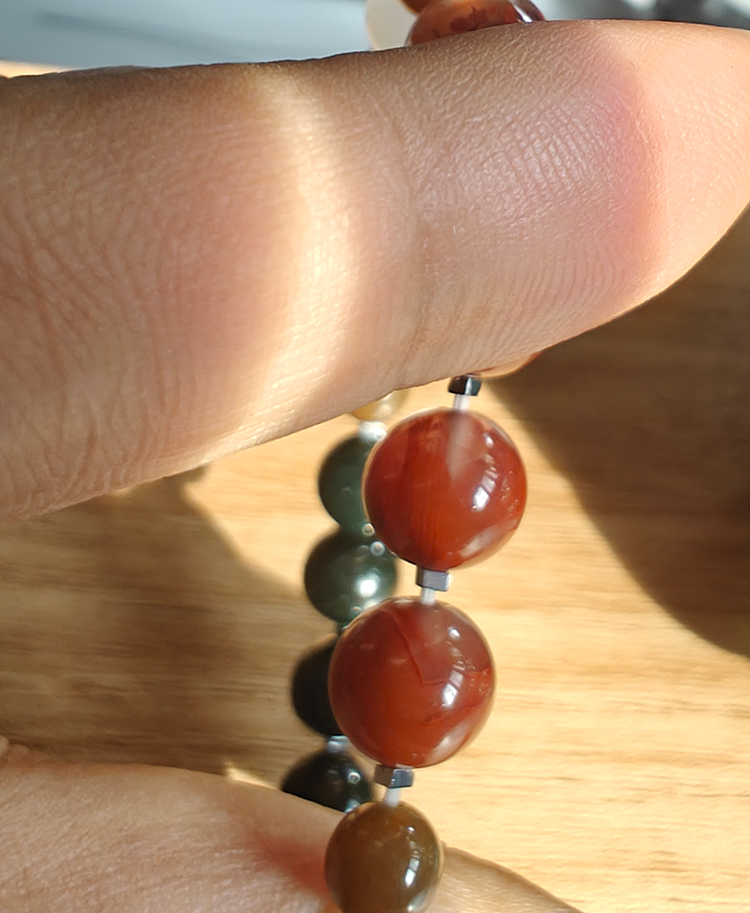 Hetian Jade Red Agate Terahertz Crystal Bracelet