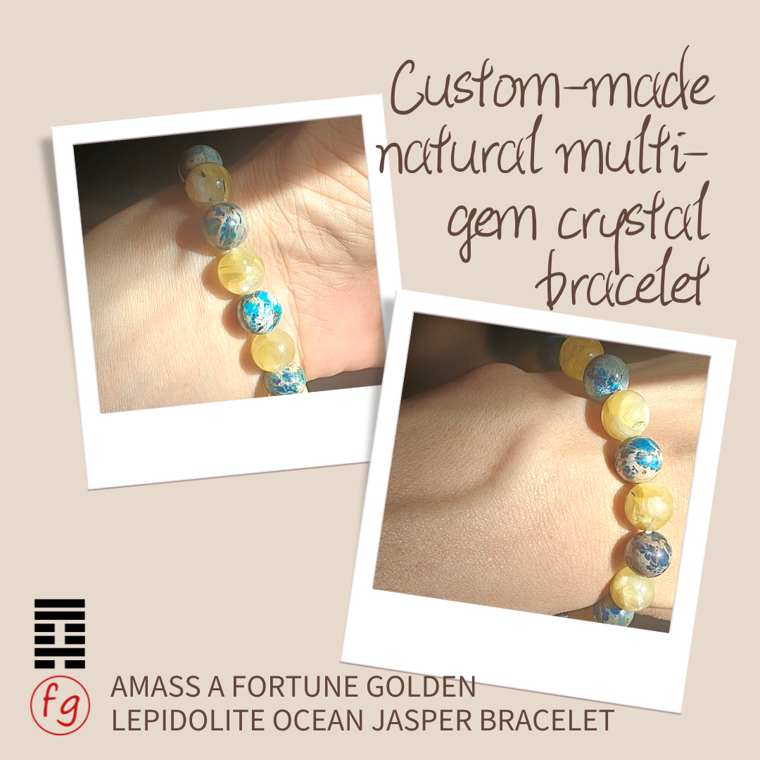Amass a Fortune Golden Lepidolite Ocean Jasper Crystal Bracelet
