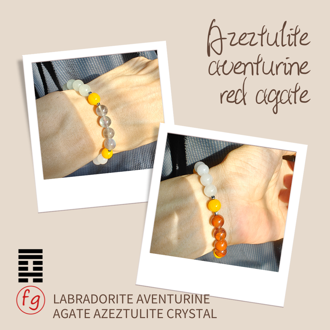 Labradorite Aventurine Agate Azeztulite Crystal Bracelet