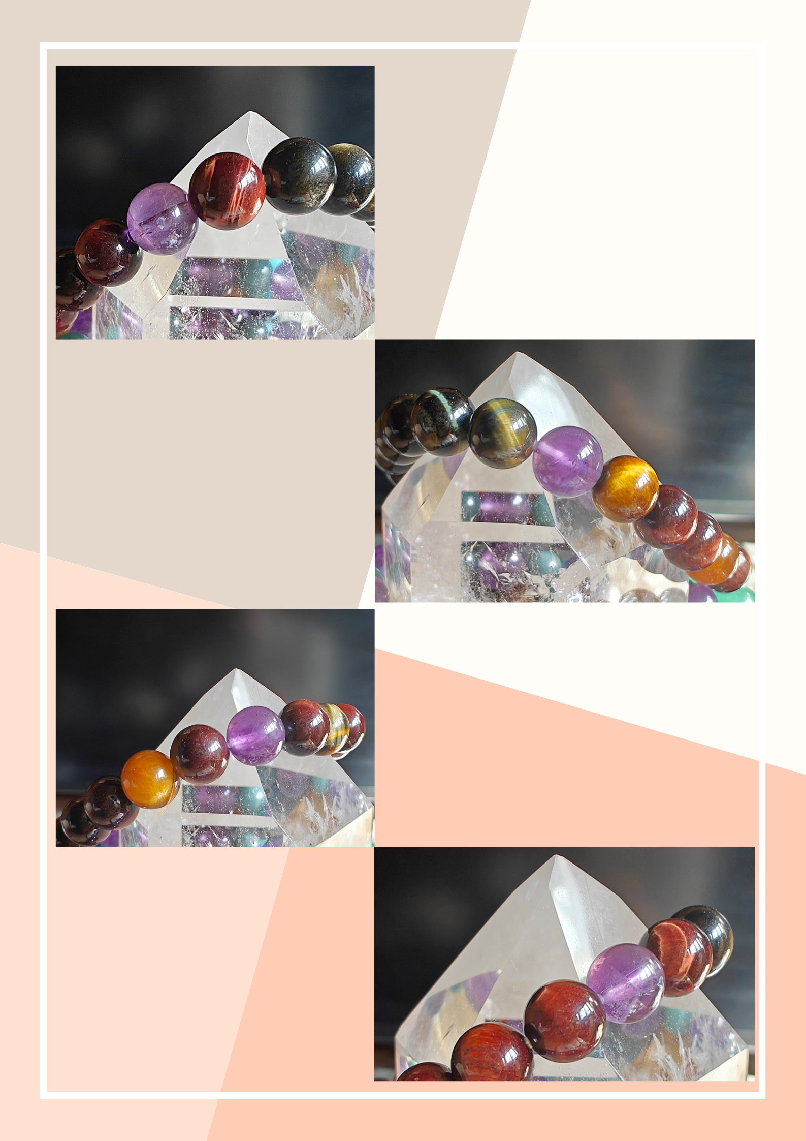 Earthly Fortune Tiger’s Eye Golden Obsidian Amethyst Crystal Bracelet