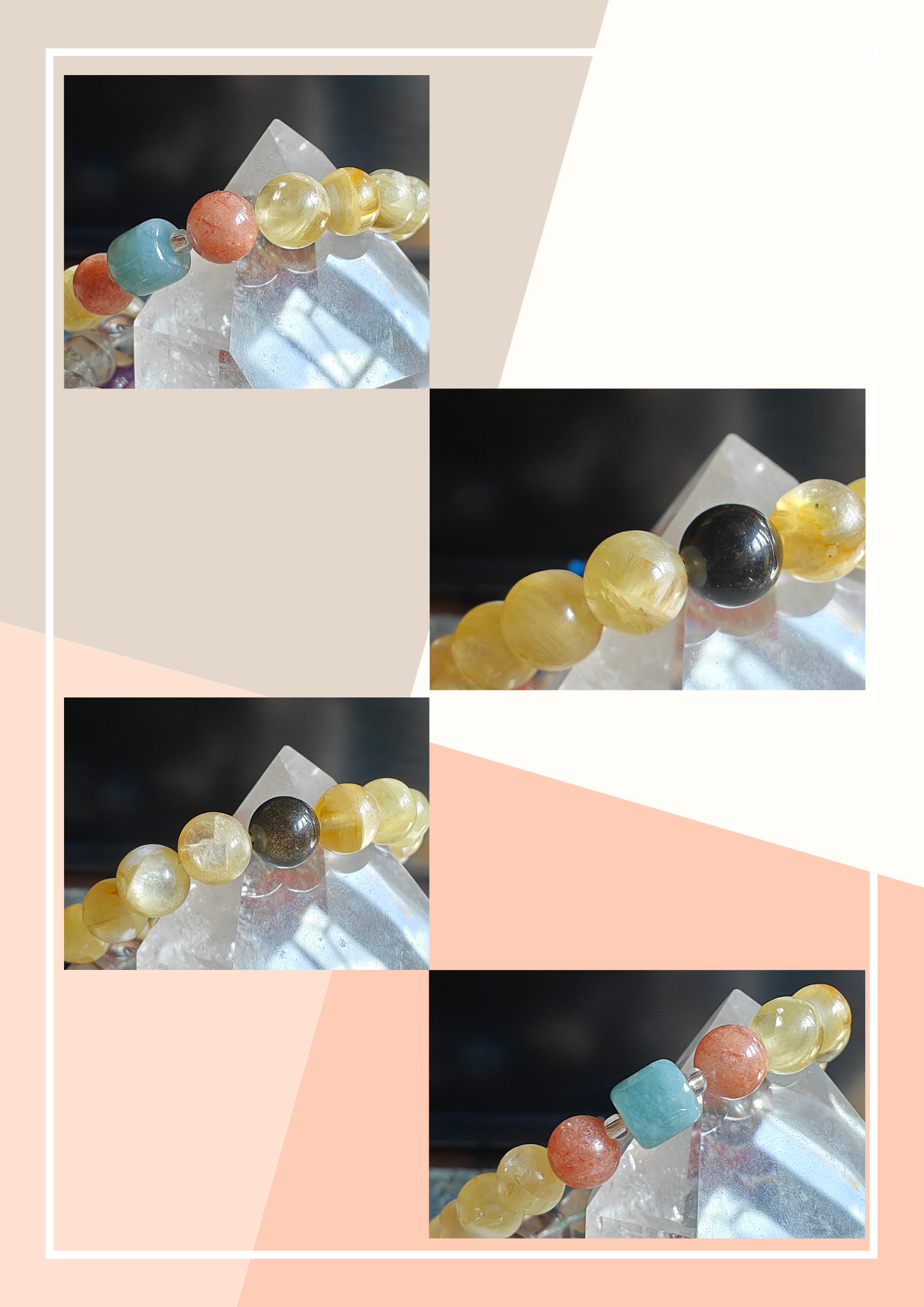 Abundant Wealth Sun Stone Jade Golden Lepidolite Obsidian Crystal Bracelet