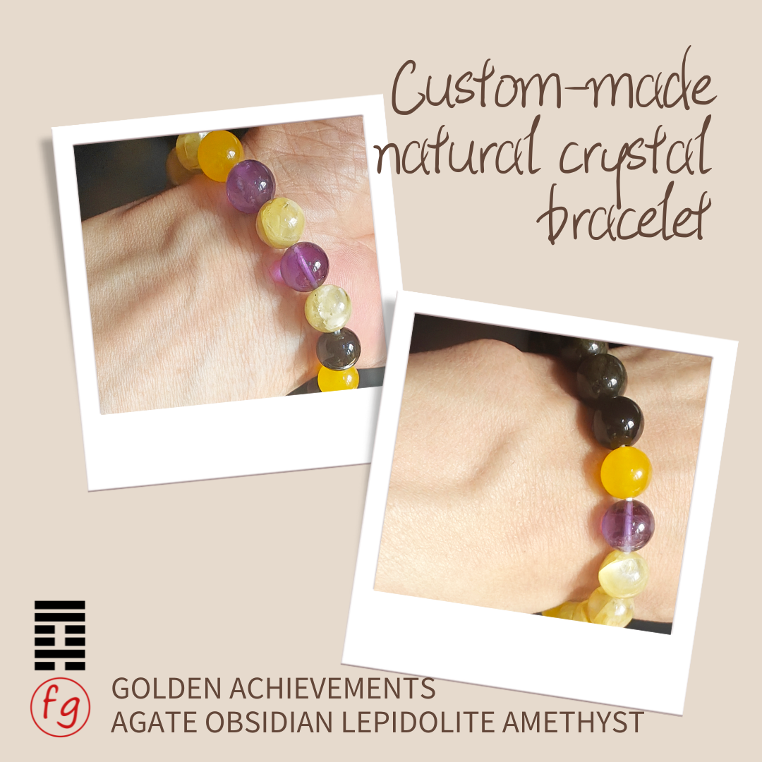 Golden Achievements Agate Golden Obsidian Lepidolite Amethyst Crystal Bracelet