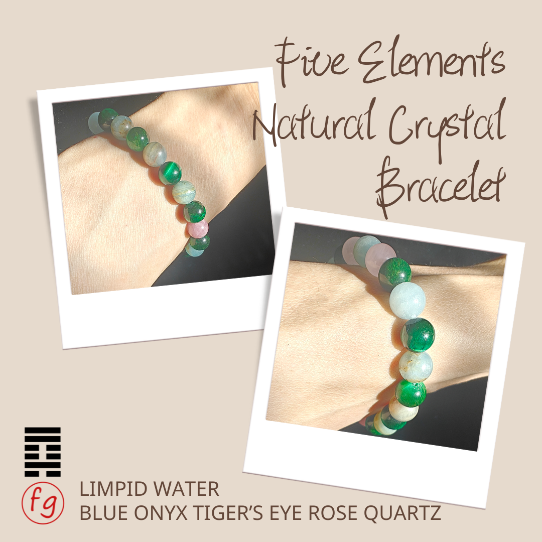 Limpid Water Bracelet | Blue Onyx Tiger's Eye Rose Quartz | Master Feng Ip