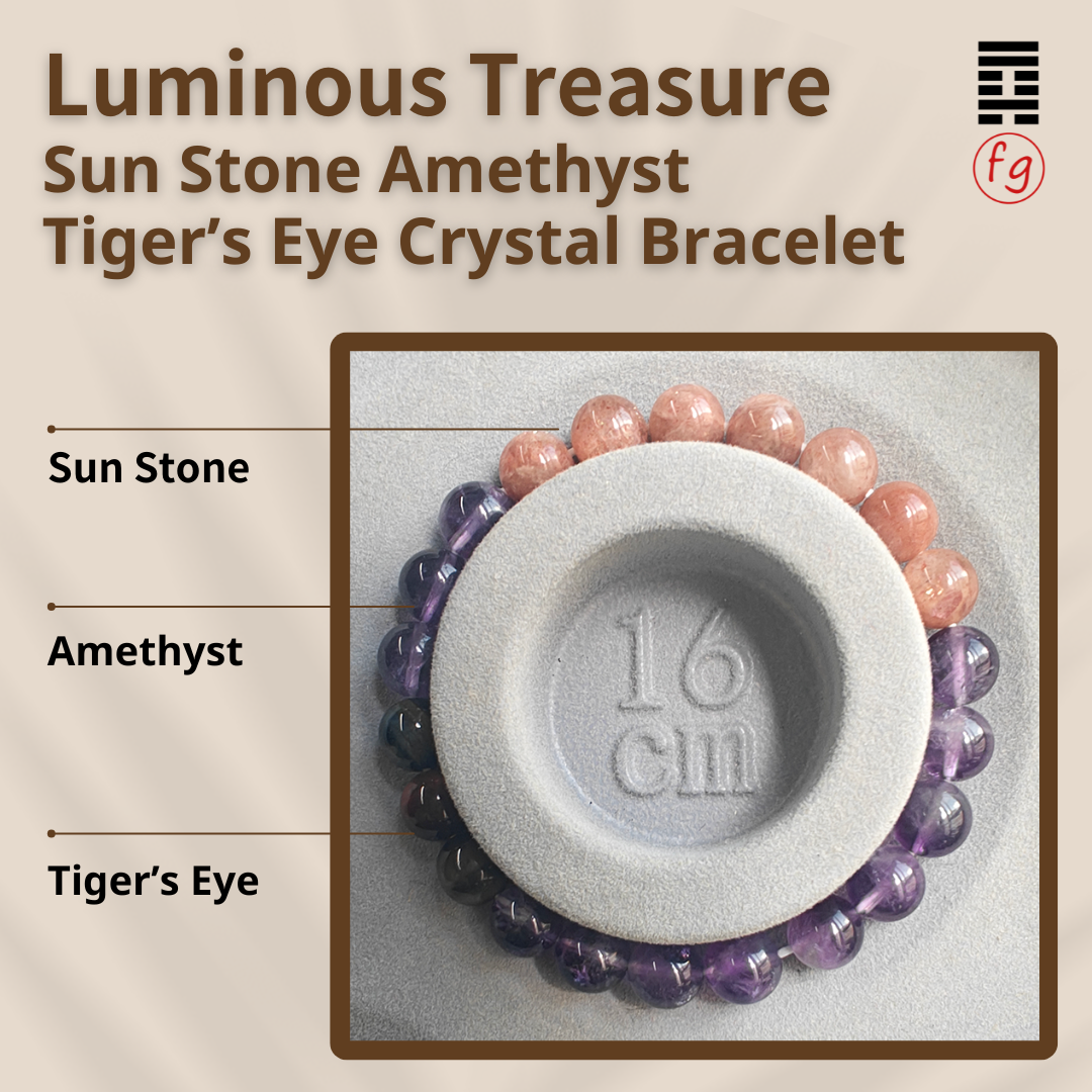Luminous Treasure Sun Stone Amethyst Tiger’s Eye Crystal Bracelet | Master Feng Ip