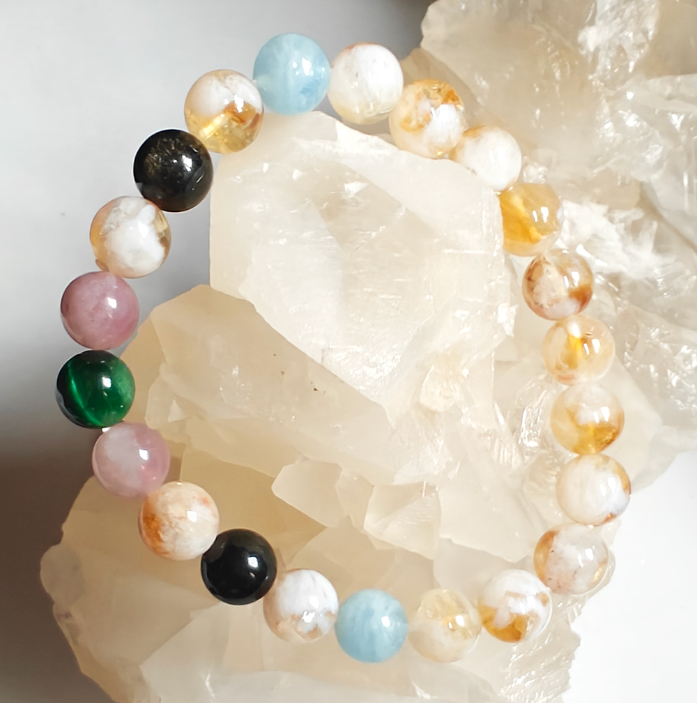 積金至斗金曜石黃晶粉晶海藍寶虎眼石水晶手串