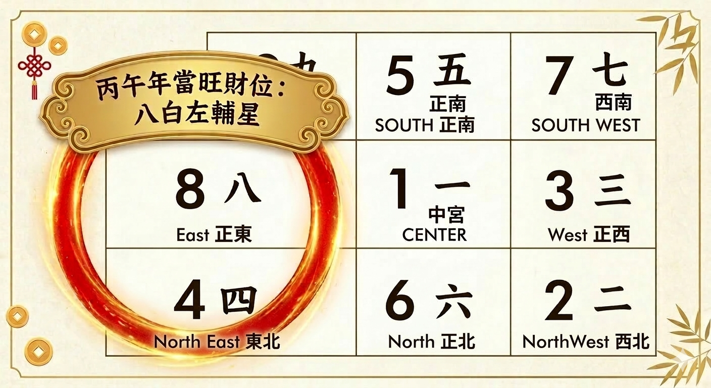 2026 Nine Palace Flying Star Wealth Position Distribution Chart