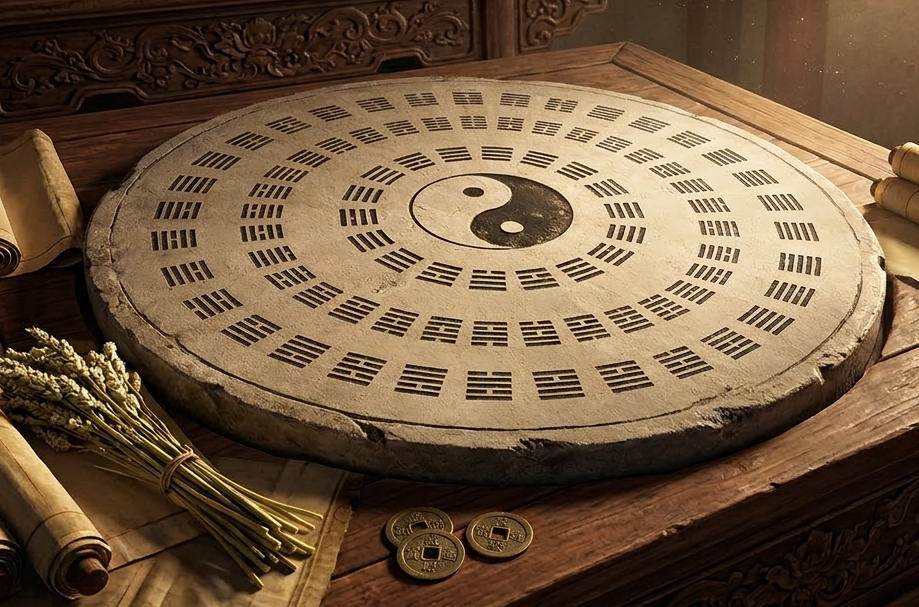 帶有六爻卦象的古代易經手稿