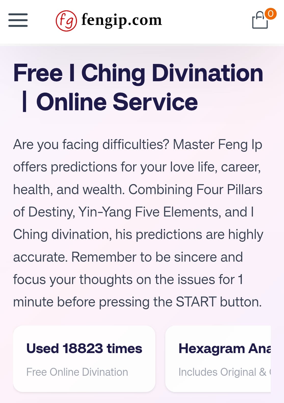 Free I Ching Divination Fortune Reading Tool Interface