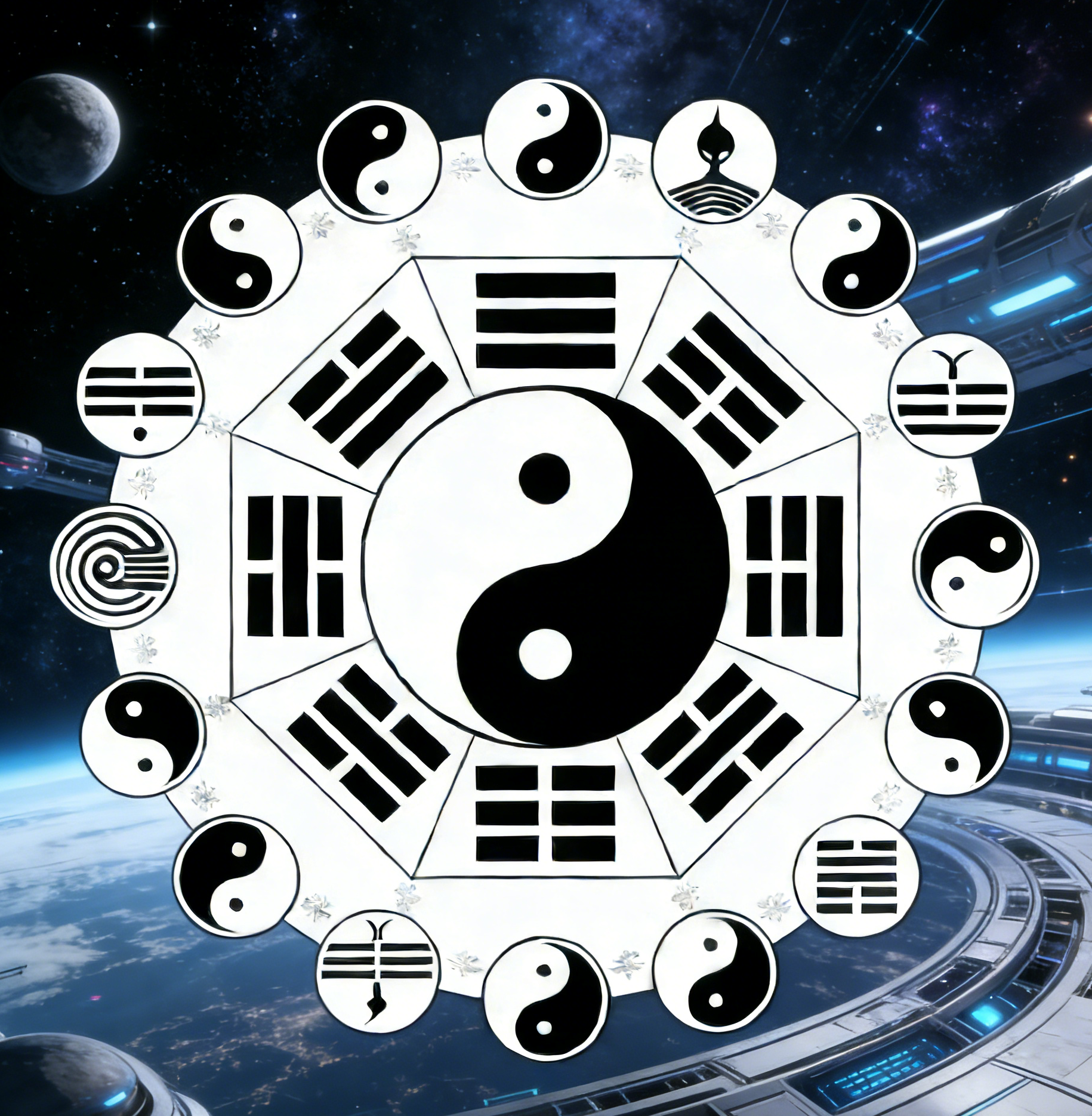 Fuxi Eight Trigrams diagram / Sixty-Four Hexagrams arrangement